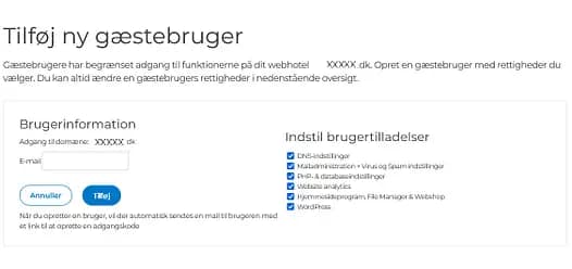 Gæstebruger hos One.com